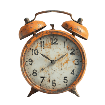 Vintage Orange Alarm Clock with Transparent Background png