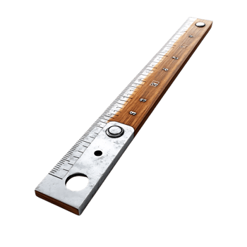 Measuring with a Vintage Metal and Wood Ruler, Isolated on a Transparent Background png