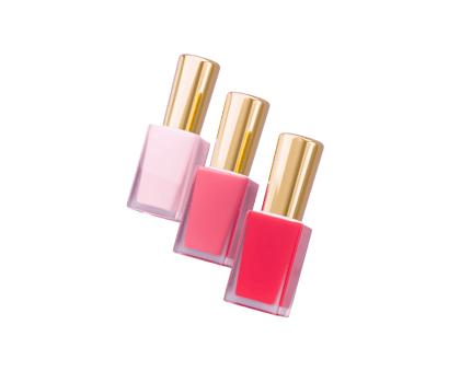 Glossy Pink Shades Of Three Nail Polish With Golden Lids Laying 3d Illustration png