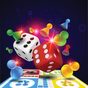 Ludo Board Game, Pegs, rolling dice, token, Background vector