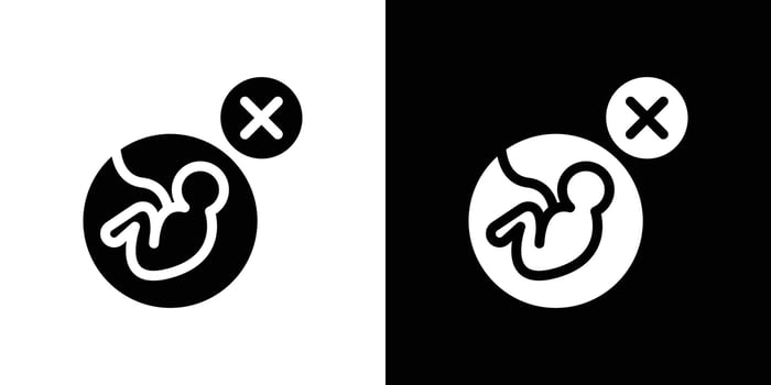Abortion of fetus icon logo set vector