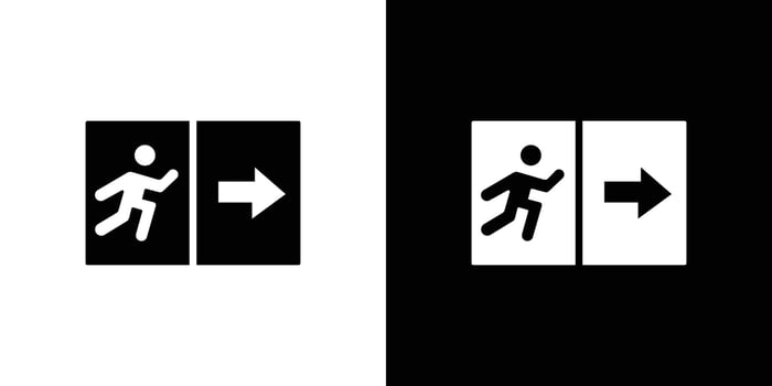 Emergency exit icon logo set vector