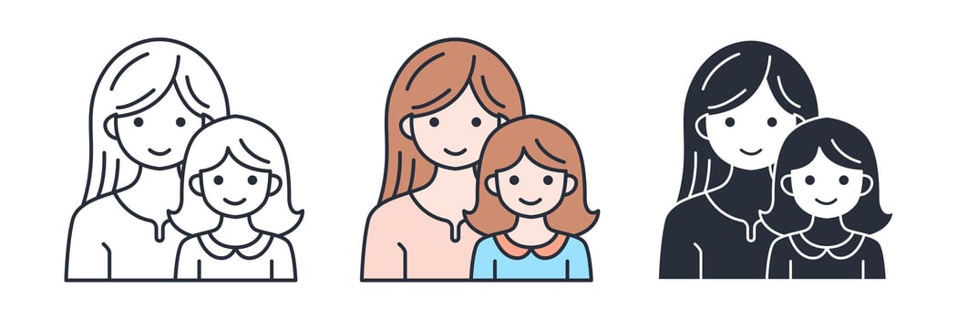 Mother and Daughter icon symbol illustration isolated on white background vector