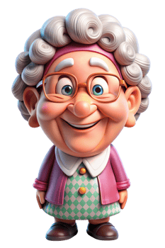 Smiling Granny with a Cheerful Face png
