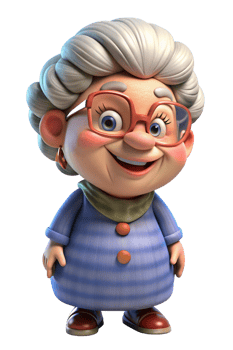 Smiling Elderly Granny Character png