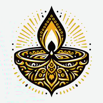 Elegant Diwali Oil Lamp Illustration Perfect for Festive Celebration Designs vector