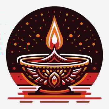 Cheerful Diwali Oil Lamp Graphics Perfect for Joyous Celebration Banners vector