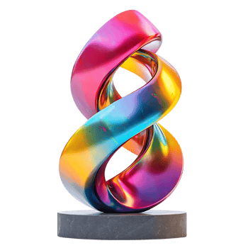 Abstract Metallic Sculpture with a Transparent Background, a Modern and Colorful Design png