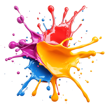 Vibrant Paint Splatter with Transparent Background, Creating an Artistic Explosion of Color png
