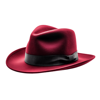 Red Fedora Hat with a Black Band and Transparent Background png