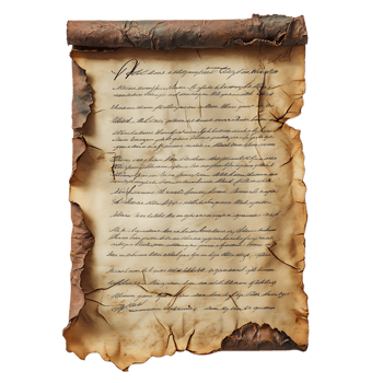 Ancient Parchment Scrolls With Handwritten Text on a Transparent Background png