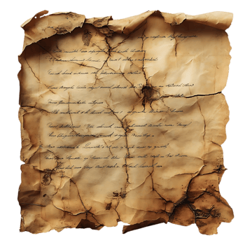 A Worn and Weathered Parchment with Handwritten Script, Displaying an Ancient Message on a Transparent Background png