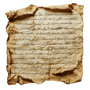 Ancient Manuscript with Handwritten Text and a Transparent Background, Unveiling Secrets of the Past with Grunge Texture png