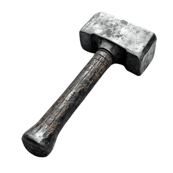An Old Hammer with a Worn Wooden Handle on a Transparent Background png