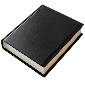 Black Book with White Pages and Transparent Background png
