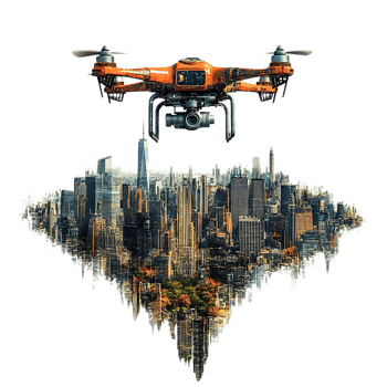 Drone Captures Stunning Aerial View of New York City with Transparent Background png