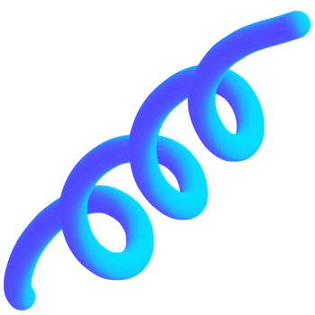 Blue Curly Swirl Line Art 3D png