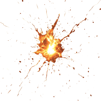 Orange Splatter with Transparent Background, a Dramatic and Vibrant Illustration of a Paint Explosion png