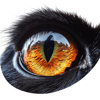 A Close-Up View of a Dog's Eye with a Transparent Background, Capturing the Intricate Details and the Reflection of Nature png