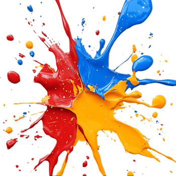 Vibrant Red, Blue, and Yellow Paint Splatter Explodes on a Transparent Background png
