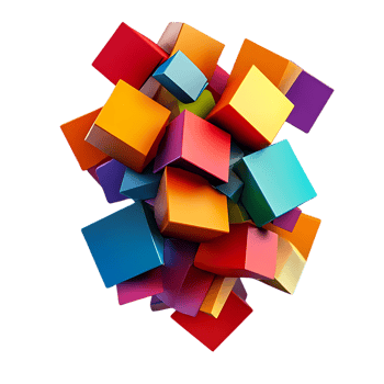 Colorful Cubes with a Transparent Background,  A Modern Abstract Design with Vivid Hues and Sharp Edges png