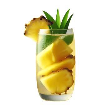Pineapple Ginger detox water in a glass on a transparent background png