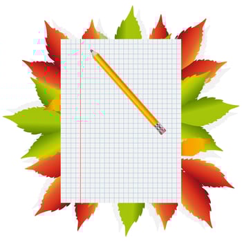 school letter Autumn leaves. illustration vector