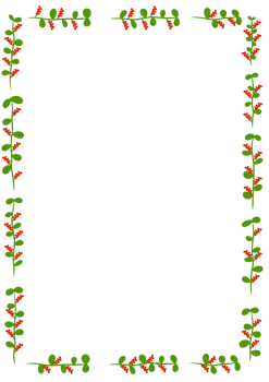 A4 paper frame green leaves with red flowers png