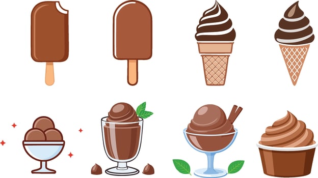 various chocolate flavor ice cream illustration set vector