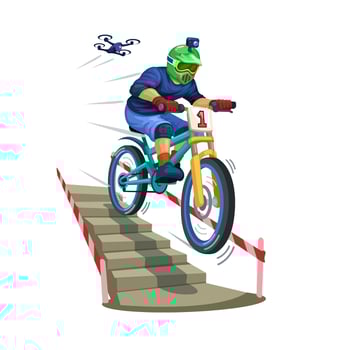Urban Downhill Extreme Sport Cartoon Illustration vector