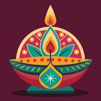 ethnic candle design diwali vector