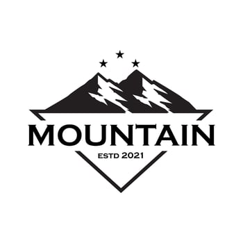Mountain Silhouette with Black and White Stars for Adventure Vintage Outdoor Landscape Triangle Logo Simple Label Design vector