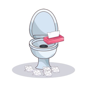 illustration of Bathroom with Tissue Mess vector