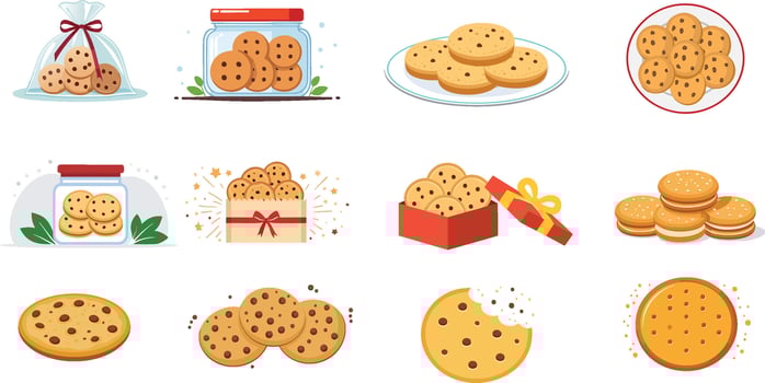 colorful cookies illustration set vector