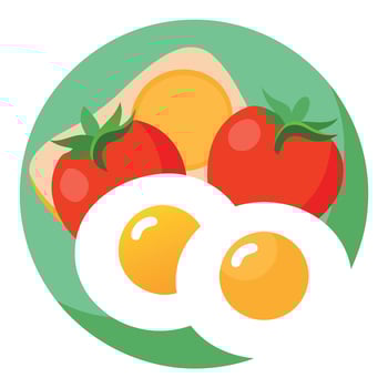 Eggs tomatoes breakfast. vector