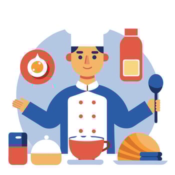 Chef preparing american breakfast vector