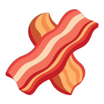 Fresh bacon. Meal slice cooking. vector