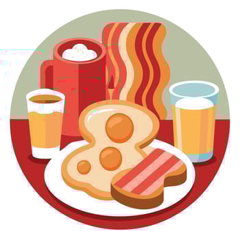 A fork with a piece of steak on it. vector