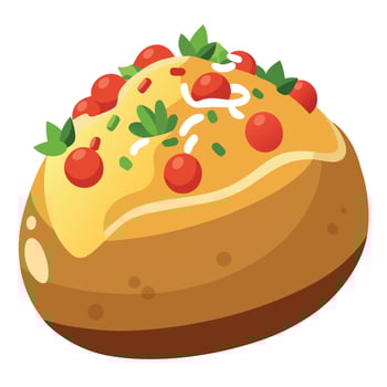 A loaded baked potato with toppings vector