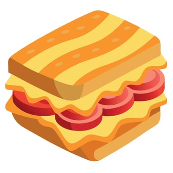 Baked sandwich with bacon and cheese vector