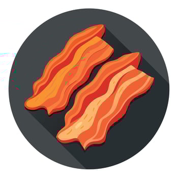 Crispy fried bacon slices on a slate. vector
