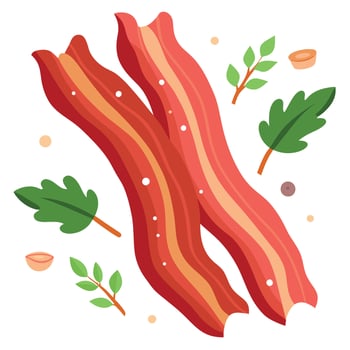 Crispy Bacon Strips with Herbs and Spices vector