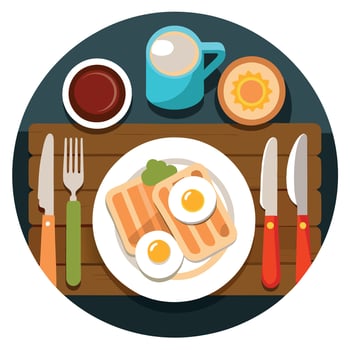 Gourmet English Breakfast on Wooden Table vector