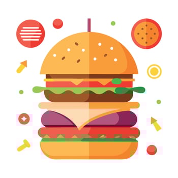 A tasty burger with variety of ingredients vector