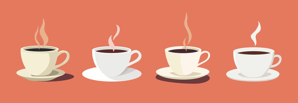 Set of illustration of a coffee cup on an orange color background vector