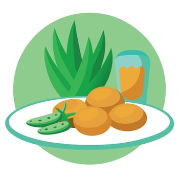 A plate of potatoes and green beans on a table vector