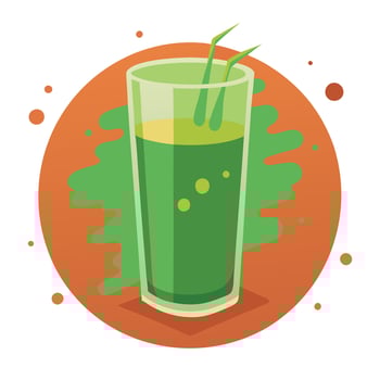 Glass of tasty green juice on grunge background vector