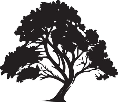 Graceful Branches Tree Silhouettes Against White Background vector