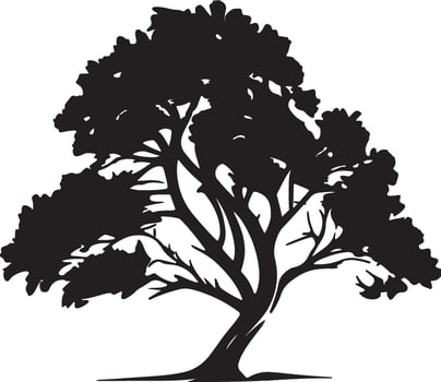 Serene Shadows Tree Silhouettes on White Background. vector