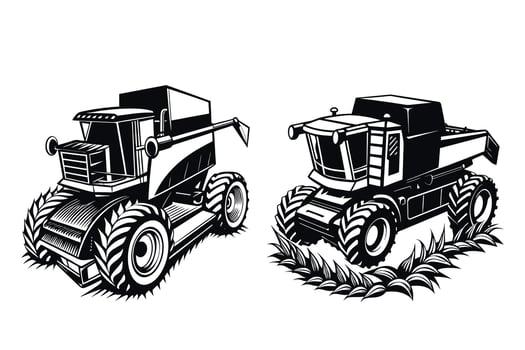 Customizable Combine Harvester Illustration vector